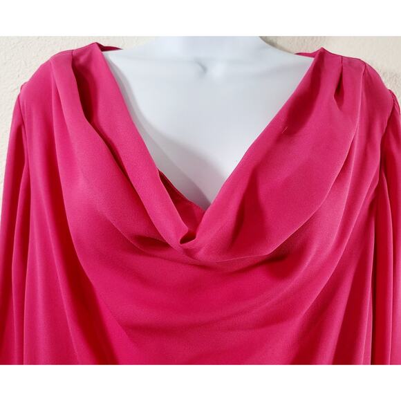 Lane Bryant Pink Draped Round Neck Top 14 16 Lightweight Flowy Back Zipper Soft - Picture 2 of 5